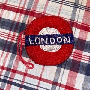 Red Beaded London Coin Purse